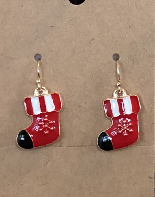 Christmas Stocking Earrings - Striped
