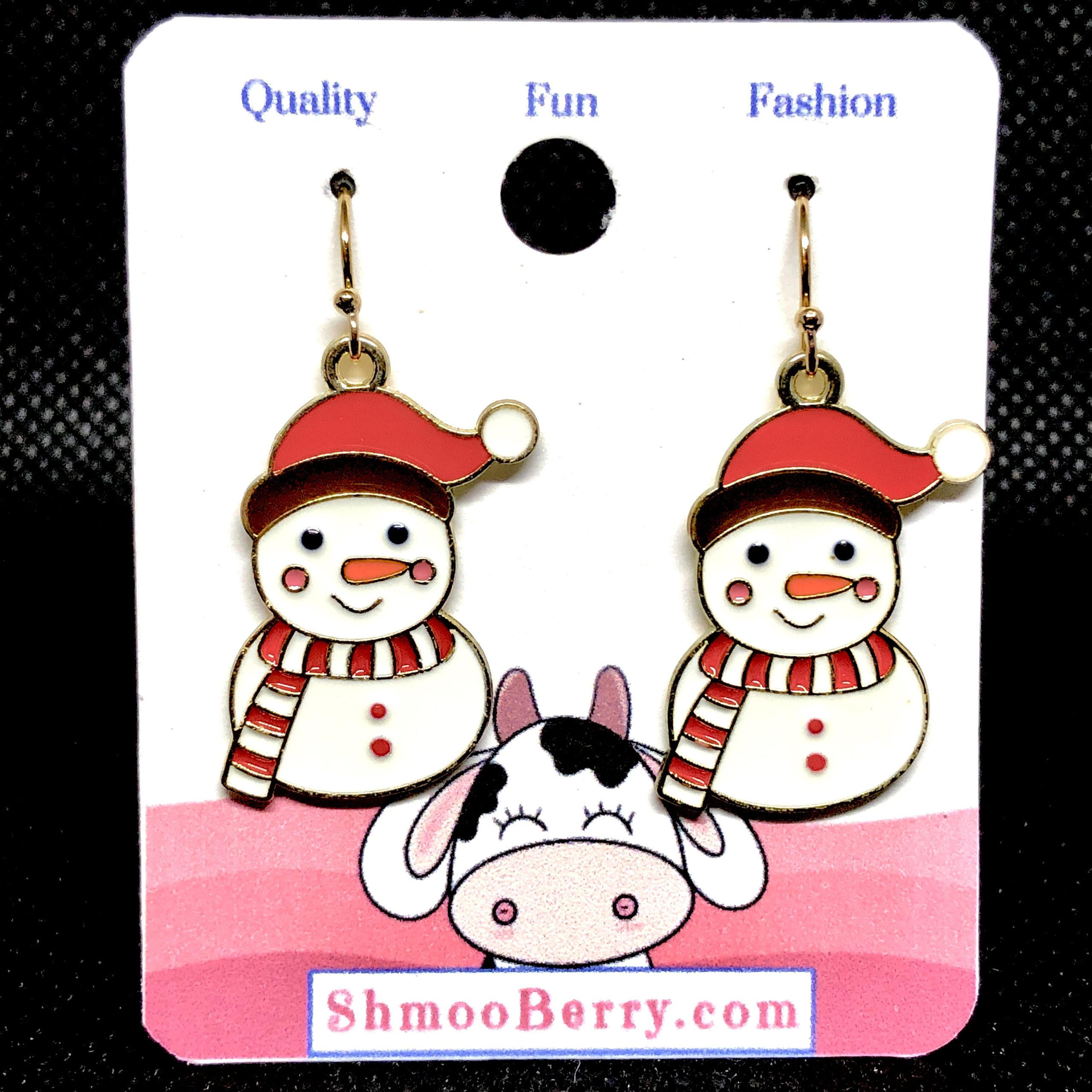 Snowman - Striped Scarf Earrings